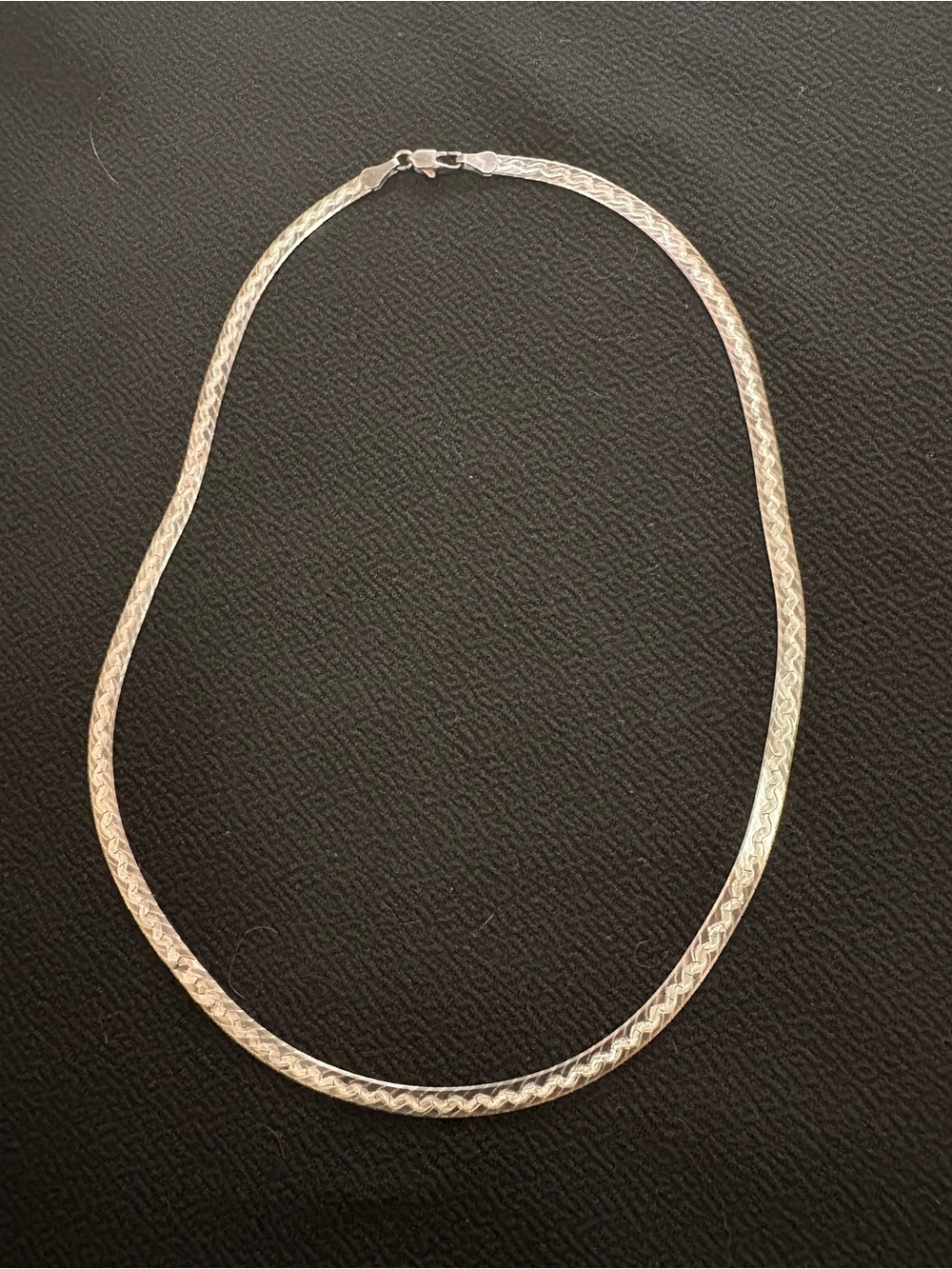 Sterling Silver Braided Herringbone Necklace - Silver